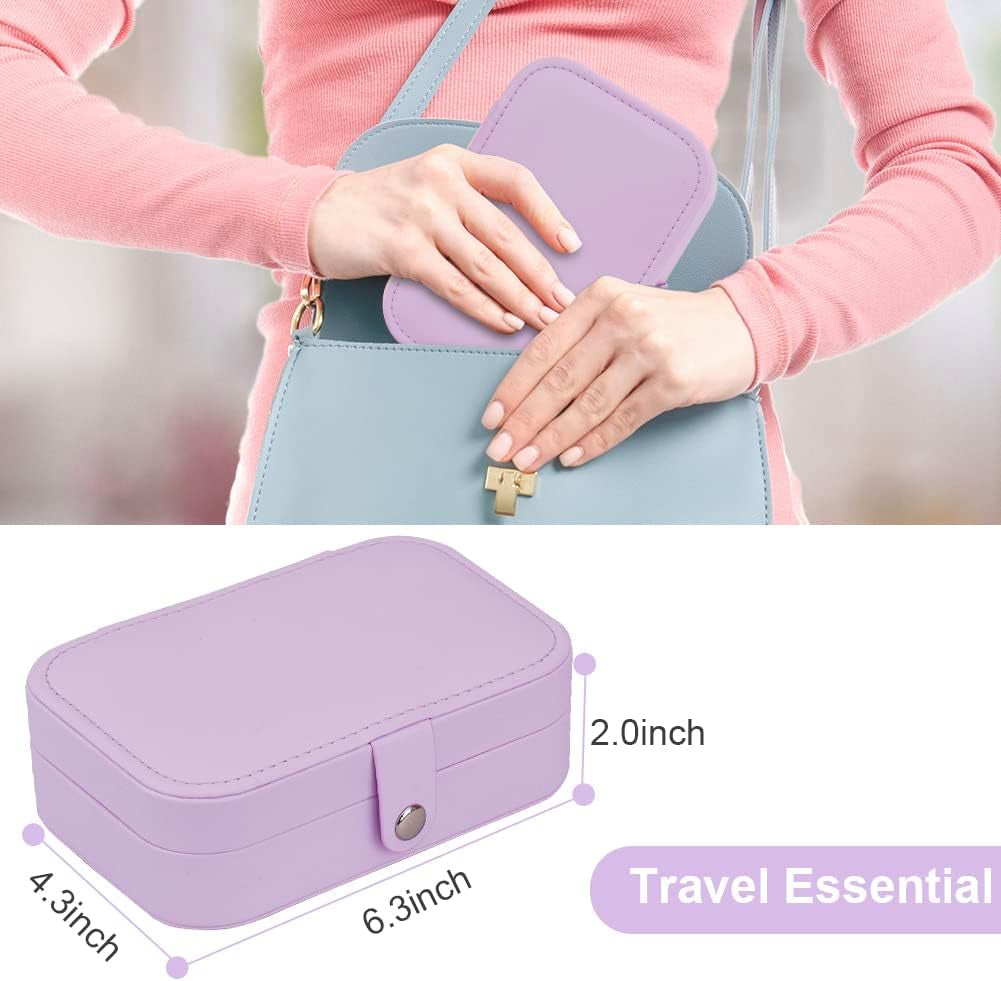 Jewelry Box, Travel Jewelry Organizer Cases with Doubel Layer for Women’S Necklace Earrings Rings and Travel Accessories (Purple)