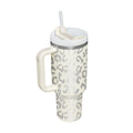 40 Oz Tumbler with Handle Straw Insulated, Stainless Steel Spill Proof Vacuum Coffee Cup Tumbler