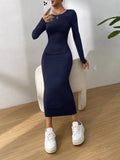 SHEIN Essnce Solid Bodycon Dress