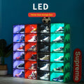 Transparent Luminous Shoe Box with LED Light Sound Control Thickened Plastic Dustproof Shoe Storage Box Organizer