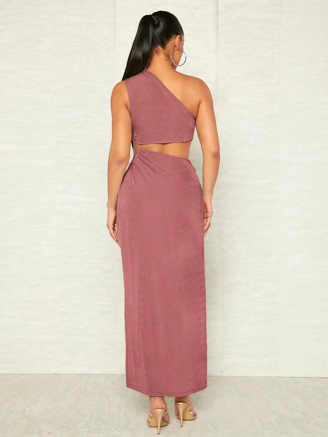 SHEIN BAE Cut Out One Shoulder Slit Thigh Dress