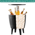 Cooler Cart with Bottle Opener Drainage, Portable Patio Cooler on Wheels, Outdoor Beverage Cart Ice Chest Cart