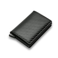 Carbon Fiber Card Holder Wallets Men RFID Black Magic Trifold Leather Slim Mini Wallet 