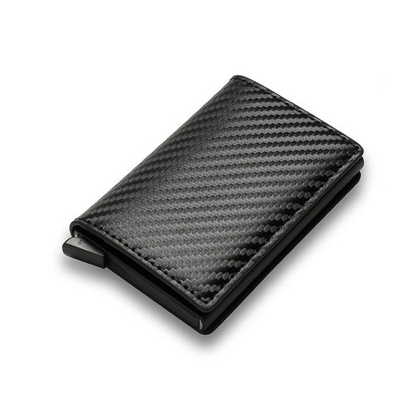 Carbon Fiber Card Holder Wallets Men RFID Black Magic Trifold Leather Slim Mini Wallet 