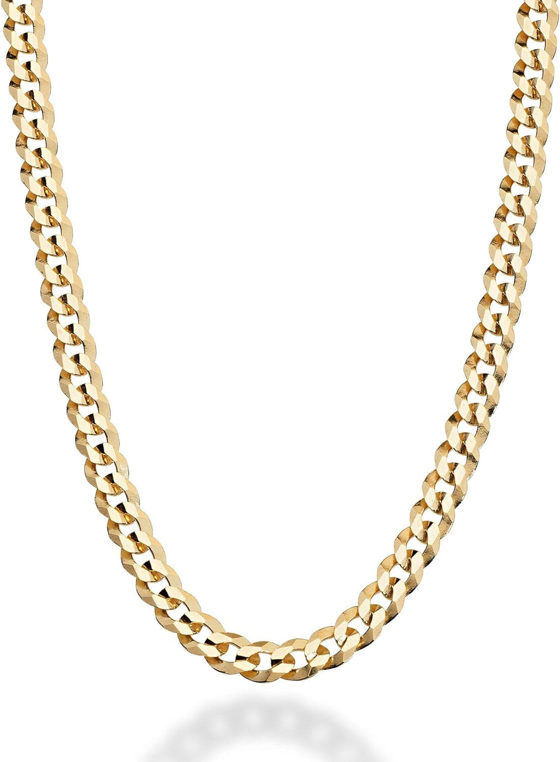 18K Gold over 925 Sterling Silver Italian 5Mm Diamond-Cut Cuban Link Curb Chain Necklace Women Men