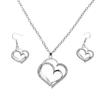 3 Pcs Set Heart Shaped Jewelry Set of Earrings Pendant Necklace for Women Exquisite