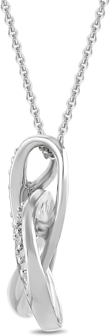  18K Gold Essentials Womens over Sterling Silver Diamond Knot Pendant Necklace