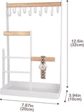 4-Tier Necklace Organizer with Ring Tray Small Cute Aesthetic Jewelry Tower Storage Rack Tree