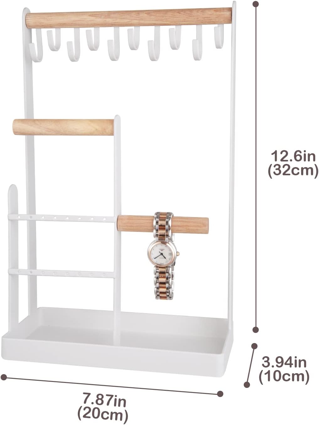 4-Tier Necklace Organizer with Ring Tray Small Cute Aesthetic Jewelry Tower Storage Rack Tree