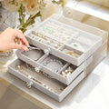 3 Drawer Jewelry Holder Organizer, Jewelry Boxes & Organizers with Earring Organizer, Jewelry Holder Box, Clear Jewelry Organizer Box