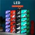 Transparent Luminous Shoe Box with LED Light Sound Control Thickened Plastic Dustproof Shoe Storage Box Organizer