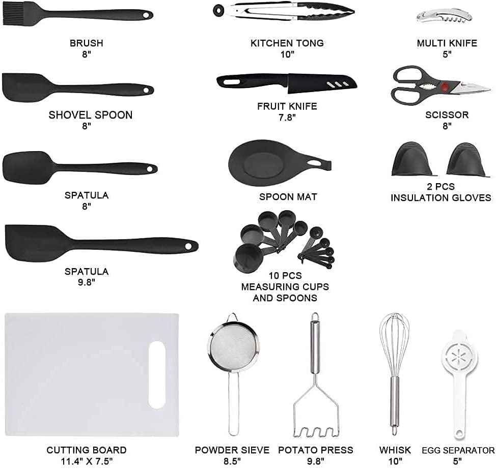 Kithcen Utensil Set 42 Cooking Utensils Set Nylon and Stainless Steel Utensils Set Kitchen Tool Set,Baking