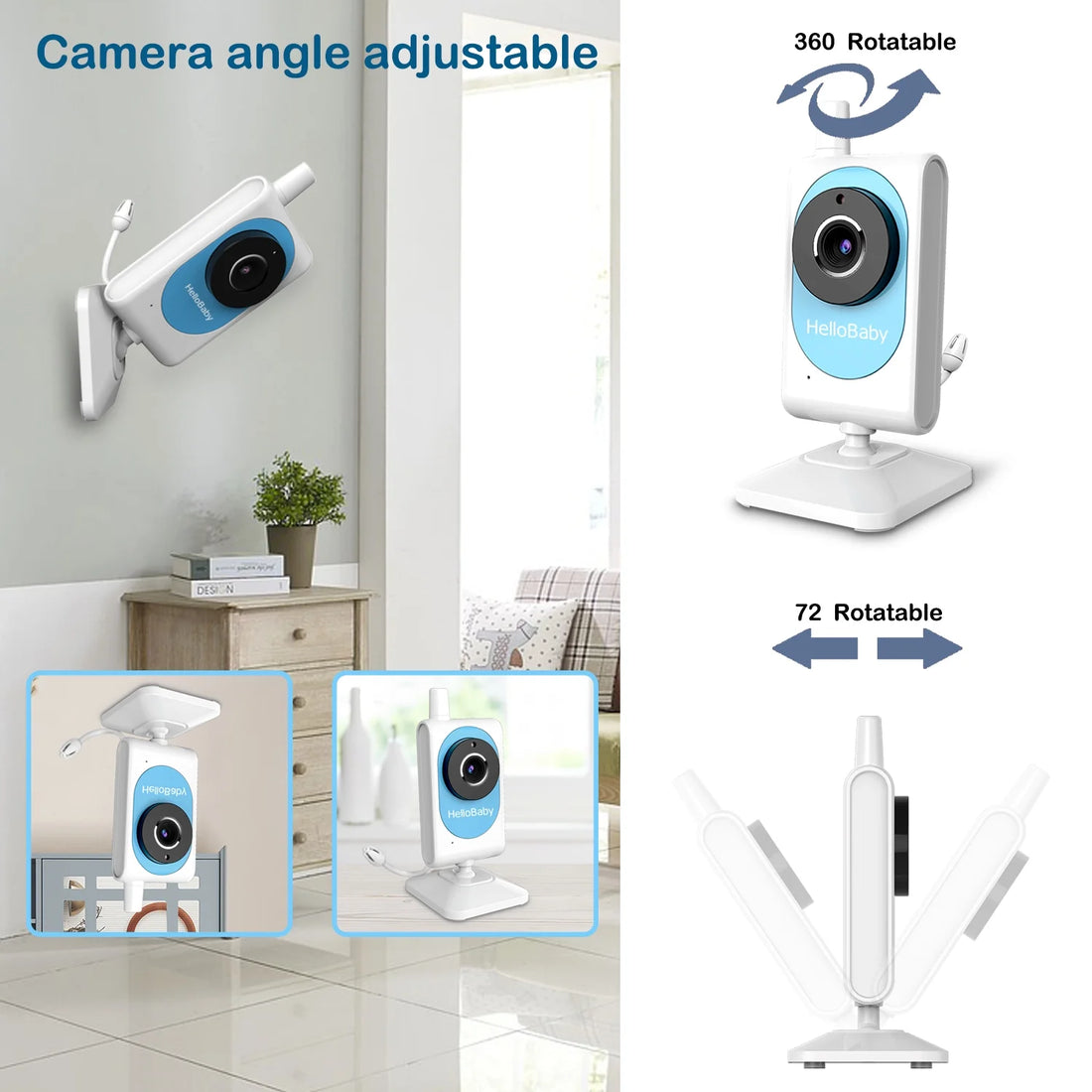 Baby Monitor- HB26 Video Baby Monitor with 2.4 Inch Screen, Night Vision, Temperature Sensor