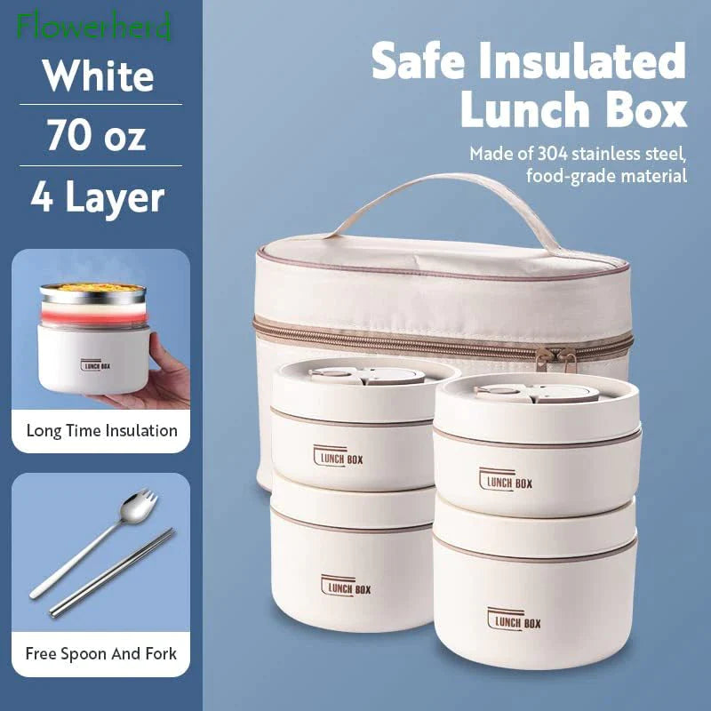 Portable Food Storage Containers Insulated Lunch Container Set Stackable Bento Lunch Box Stainless Steel Lunch Container