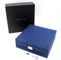 Two-Layer Jewelry Box Organizer Display Storage Case with Lock (Deep Blue)