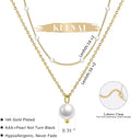  14K Gold Pearl Necklace Women,Plated Layered Freshwater Pearl Necklaces