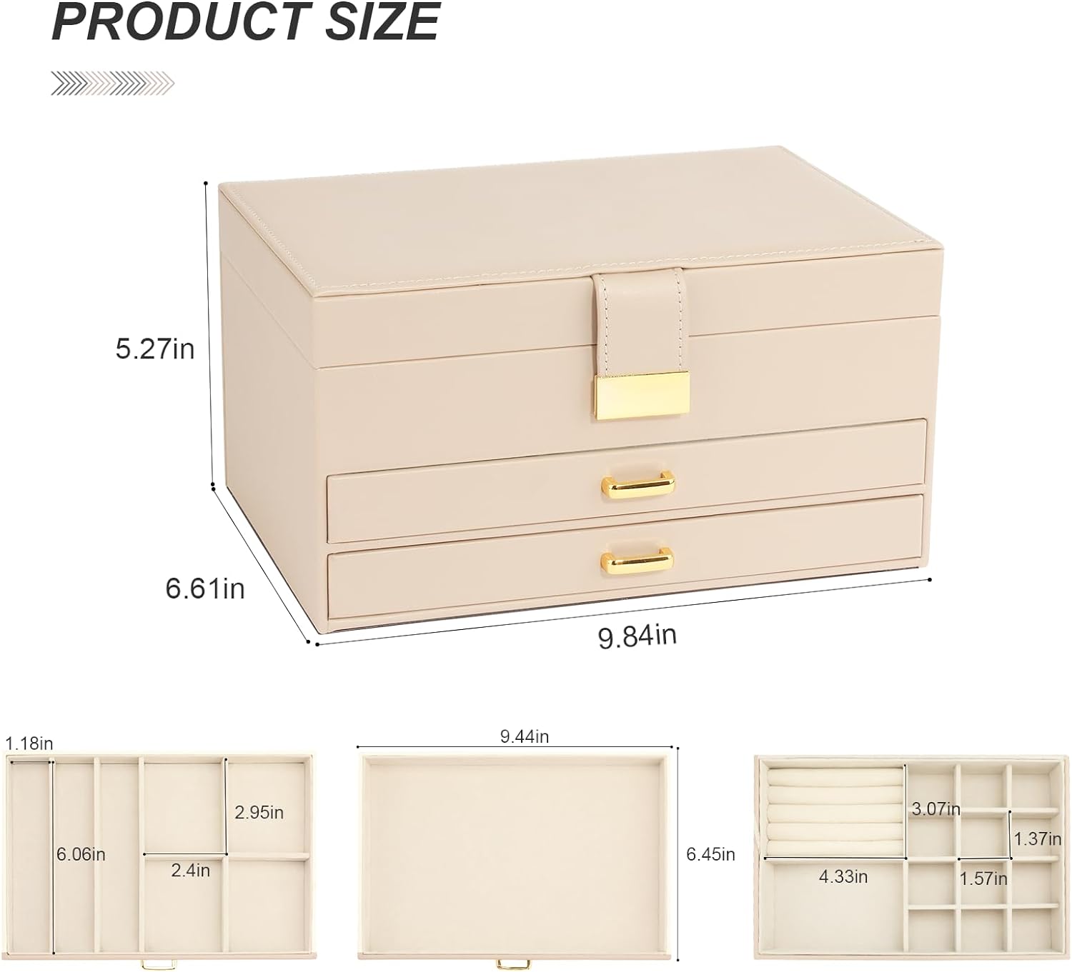 3-Tier with 2 Drawers, Jewelry Boxes Jewelry Holder Organizer, Middle Jewelry Organizers and Storage