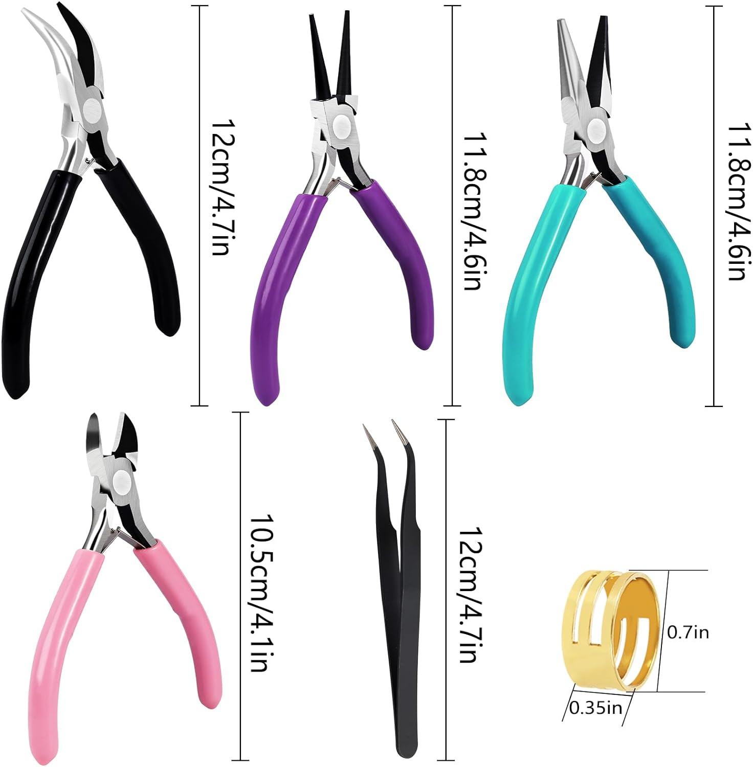 4 Pack Jewelry Pliers Jewelry Making Pliers Tools Kit with Needle Nose Pliers/Chain Nose Pliers, round Nose Pliers, Bent Nose Pliers, Wire Cutters for Wire Wrapping Earring Craft Making Supplies