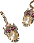 Betsey Johnson Pearl Critters Owl Drop Earrings