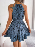 Women Dresses Casual Leopard Print Ruffled Swing Dress Summer Fashion Beach 