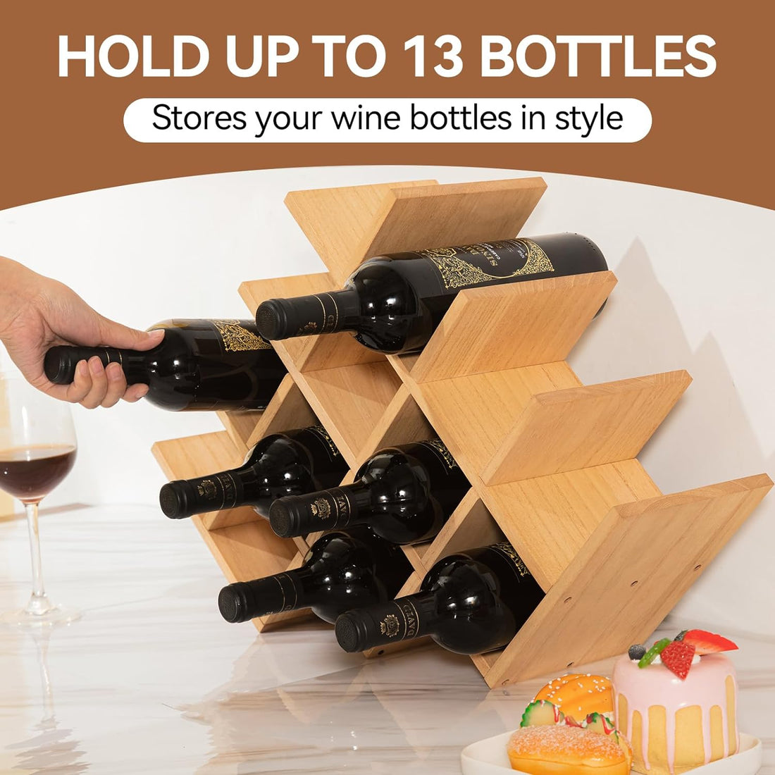 4-Tier Wine Display Rack/Free Standing and Countertop Wine Storage Shelf - Bottle Holder/Cabinet Glass Rack