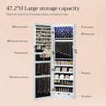 6 Leds Mirror Jewelry Cabinet, 47.2-Inch Tall Lockable Wall or Door Mounted Jewelry Armoire Organizer with Mirror, 2 Drawers, 3.9 X 14.6 X 47.2 Inches,