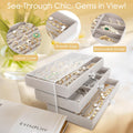 3 Drawer Jewelry Holder Organizer, Jewelry Boxes & Organizers with Earring Organizer, Jewelry Holder Box, Clear Jewelry Organizer Box