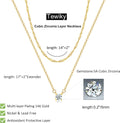  14K Gold Diamond Necklaces Dainty Plated Long Lariat Necklace Simple Gold CZ Diamond Choker Necklaces