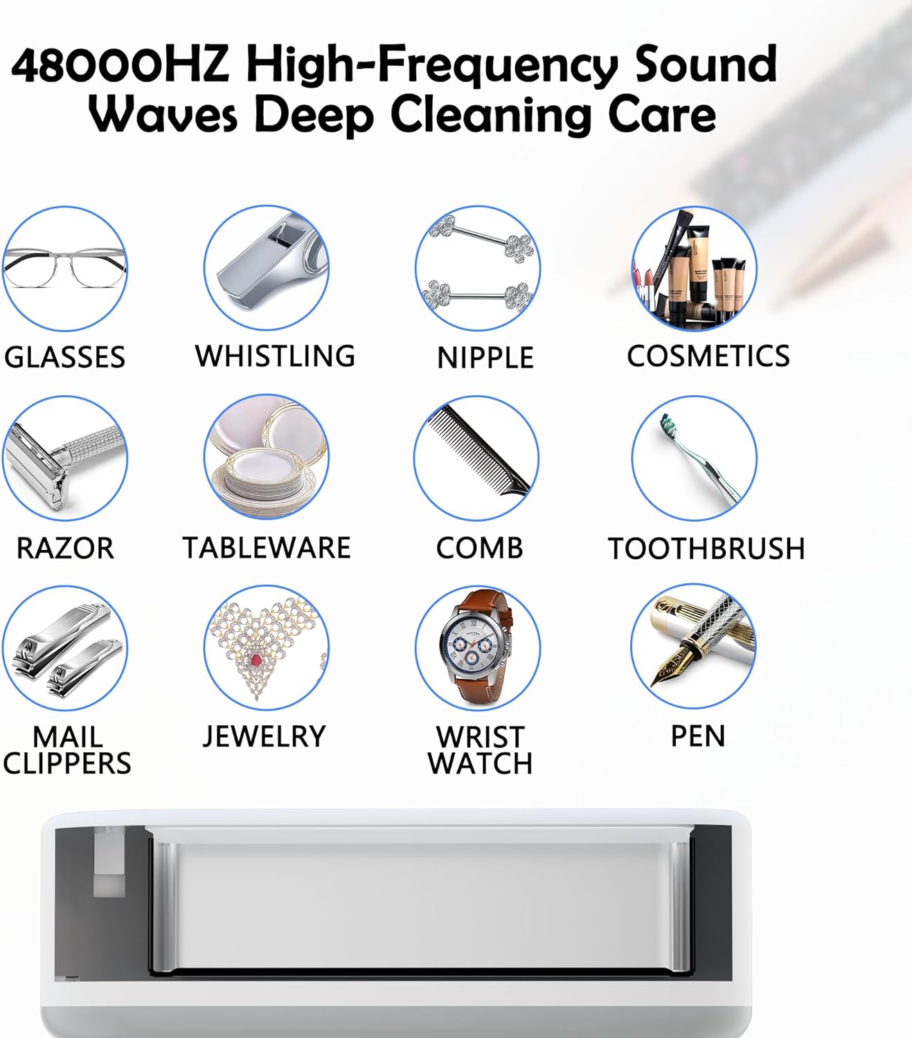 Ultrasonic Jewelry Cleaner, 22Oz (640Ml) 48Khz Ultrasonic Cleaning Machine, Portable Household Professional Glasses Cleaner, Sonic Jewelry Cleaner Machine