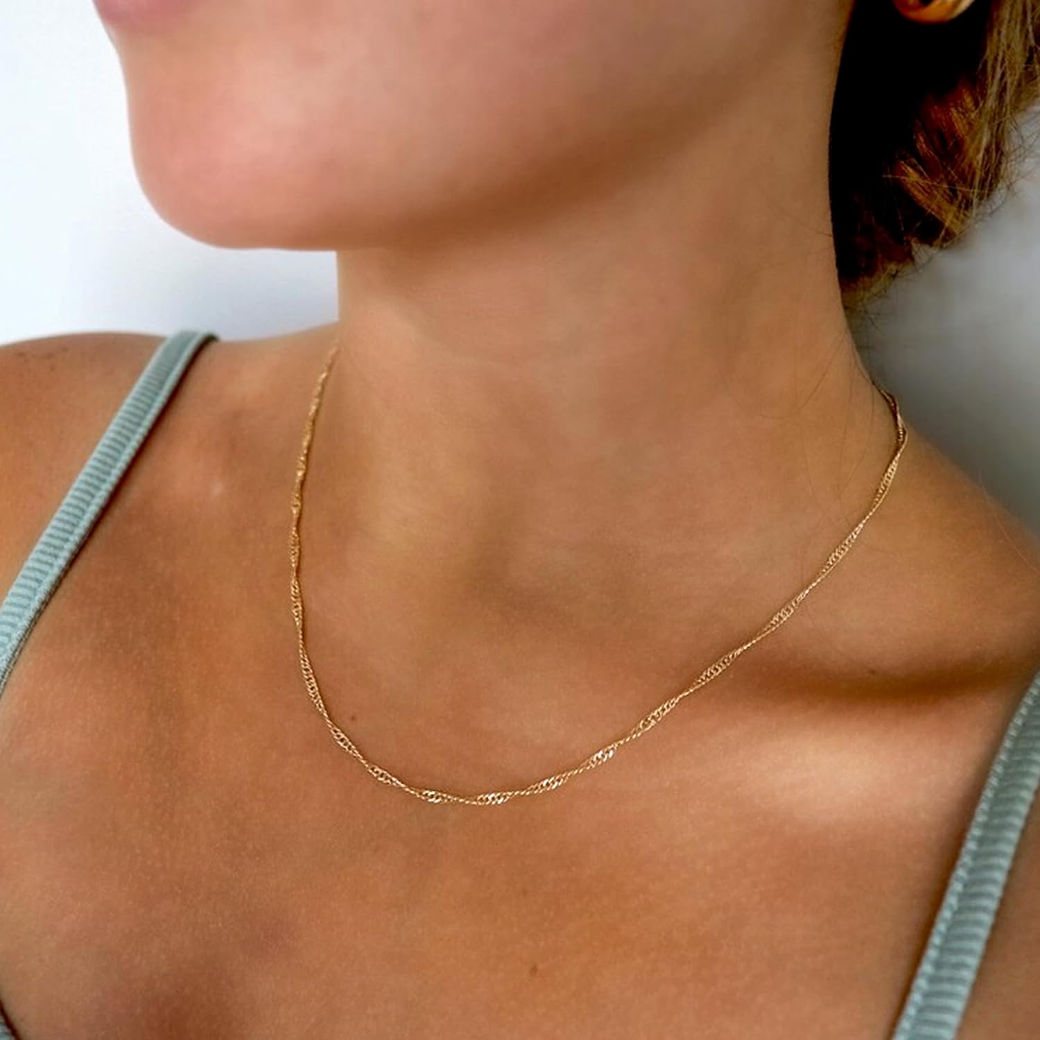 Dainty Layered Choker Necklaces Handmade Coin Tube Star Pearl Pendant Multilayer Adjustable Layering Chain Gold Plated Necklaces Set for Women Girls