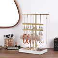 4-Tier Gold Jewelry Stand with Necklace Organizer Earring Bracelet Holder Ring Box,Hanger for Display and Storage, Room Decor