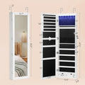 6 Leds Mirror Jewelry Cabinet, 47.2-Inch Tall Lockable Wall or Door Mounted Jewelry Armoire Organizer with Mirror, 2 Drawers, 3.9 X 14.6 X 47.2 Inches,