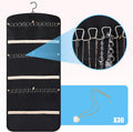 Hanging Jewelry Organizer Medium, Anti-Tangle Earring Ring Hanger Black Jewelry Display Storage Bag Double Sided