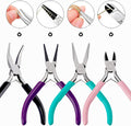 4 Pack Jewelry Pliers Jewelry Making Pliers Tools Kit with Needle Nose Pliers/Chain Nose Pliers, round Nose Pliers, Bent Nose Pliers, Wire Cutters for Wire Wrapping Earring Craft Making Supplies