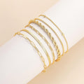 14K Real Gold Jewelry Sets for Women Trendy Thin Dainty Stackable Cuban Link Paperclip Chain Bracelet Pack Fashion Accessories