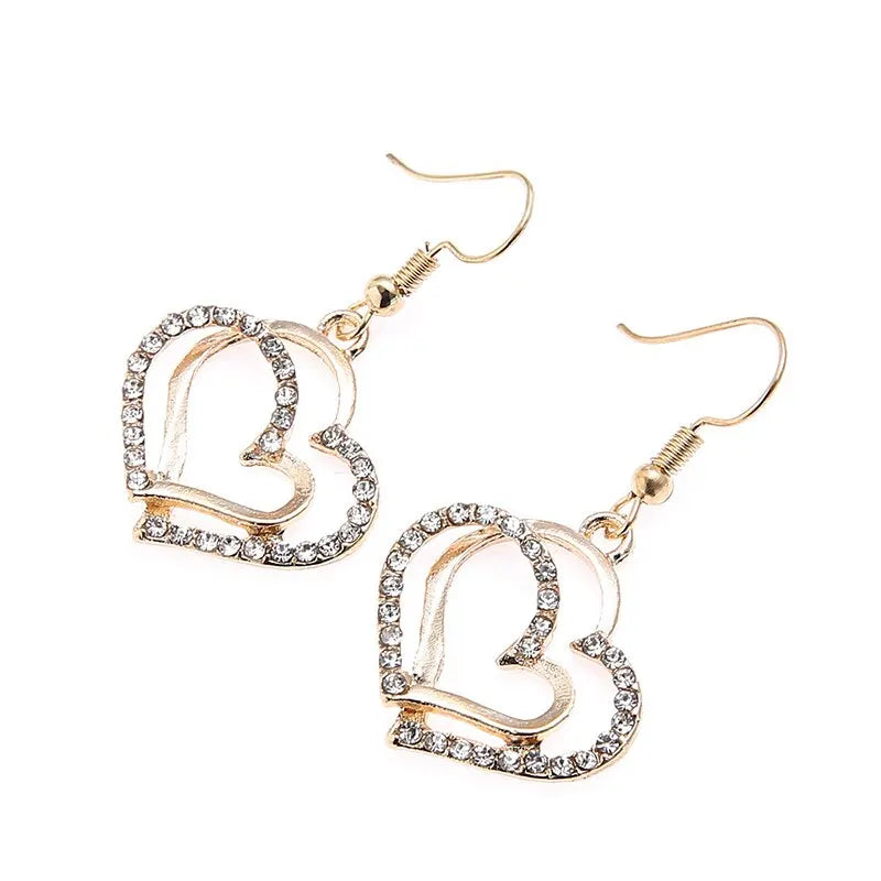 3 Pcs Set Heart Shaped Jewelry Set of Earrings Pendant Necklace for Women Exquisite