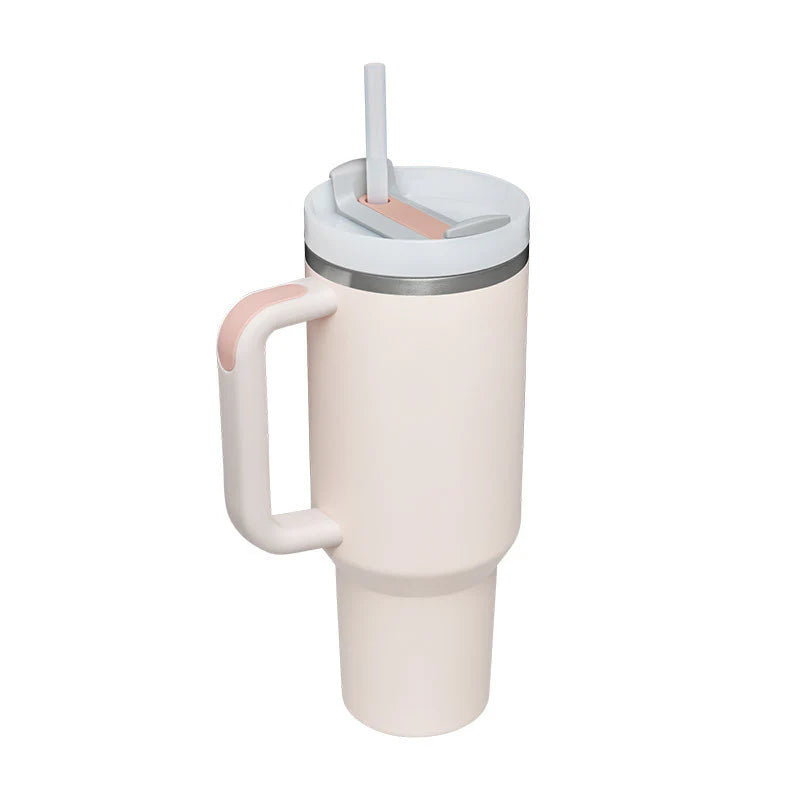 40 Oz Tumbler with Handle Straw Insulated, Stainless Steel Spill Proof Vacuum Coffee Cup Tumbler