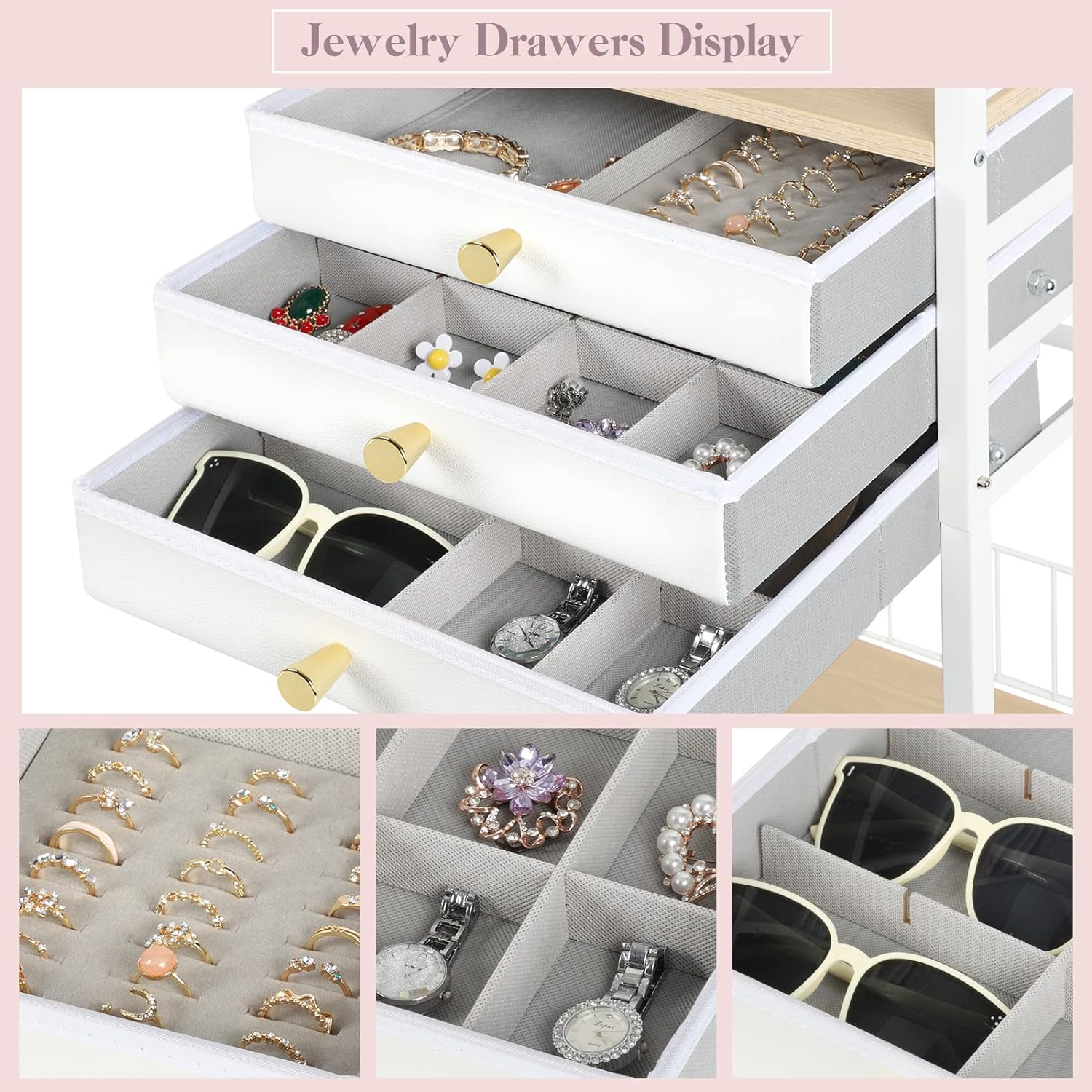 3 Jewelry Box Drawer, Jewelry Holder Necklace Organizer Earring Storage Jewelry Armoire