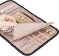 Travel Jewelry Case Organizer, Foldable Jewelry Storage Roll for Earrings, Necklaces, Rings, Bracelets, Brooches, Black