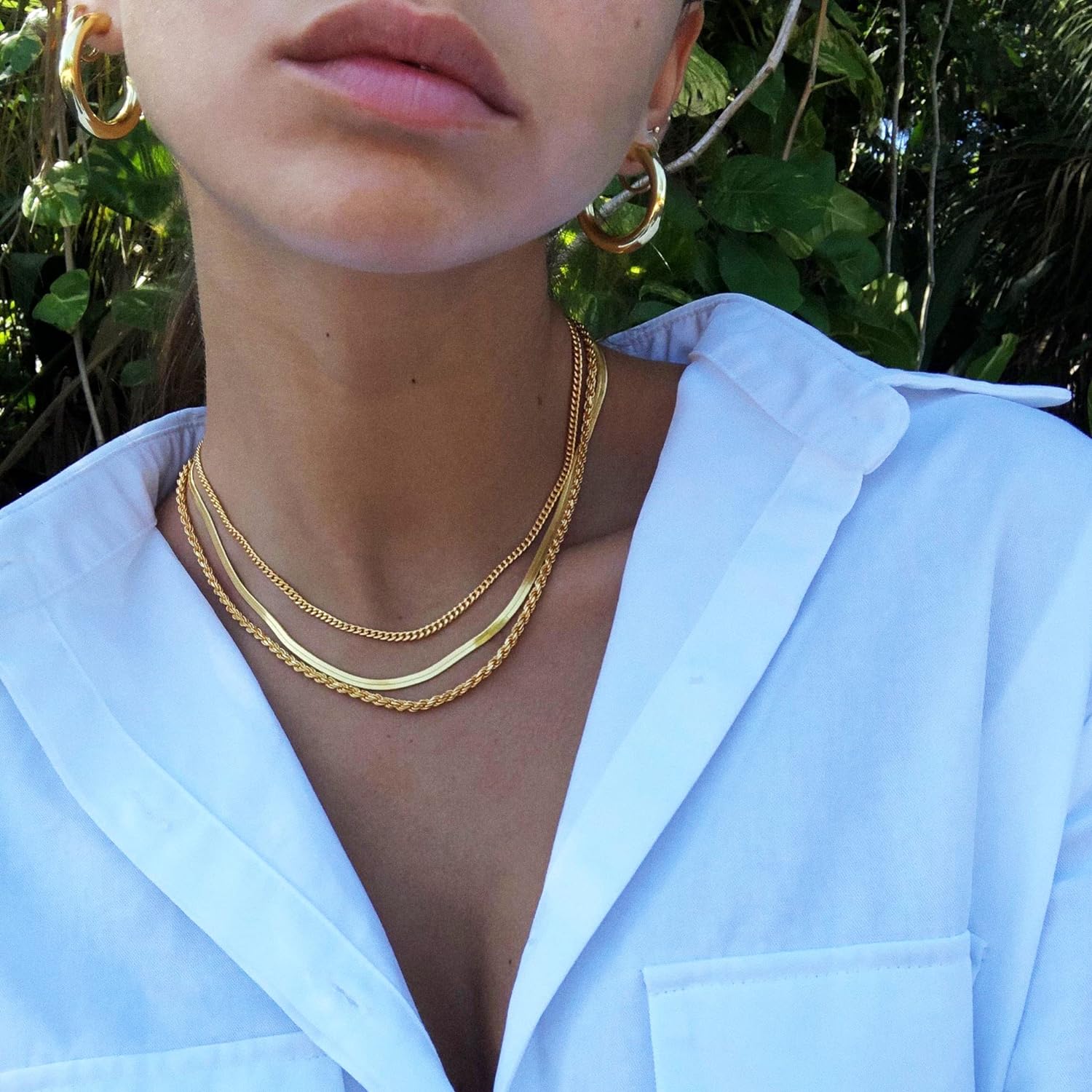 14K Gold Plated Snake,Gold Chain Choker Necklaces,Simple Gold Layered Necklaces,Gold Jewelry