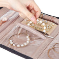 Travel Jewelry Case Organizer, Foldable Jewelry Storage Roll for Earrings, Necklaces, Rings, Bracelets, Brooches, Black