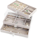 3 Drawer Jewelry Holder Organizer, Jewelry Boxes & Organizers with Earring Organizer, Jewelry Holder Box, Clear Jewelry Organizer Box