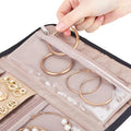 Travel Jewelry Case Organizer, Foldable Jewelry Storage Roll for Earrings, Necklaces, Rings, Bracelets, Brooches, Black