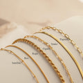 14K Real Gold Jewelry Sets for Women Trendy Thin Dainty Stackable Cuban Link Paperclip Chain Bracelet Pack Fashion Accessories