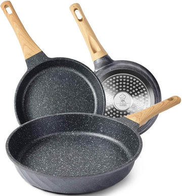 Frying Pans Nonstick, Induction Frying Pan Set Granite Skillet Pans for Cooking Omelette Pan Cookware