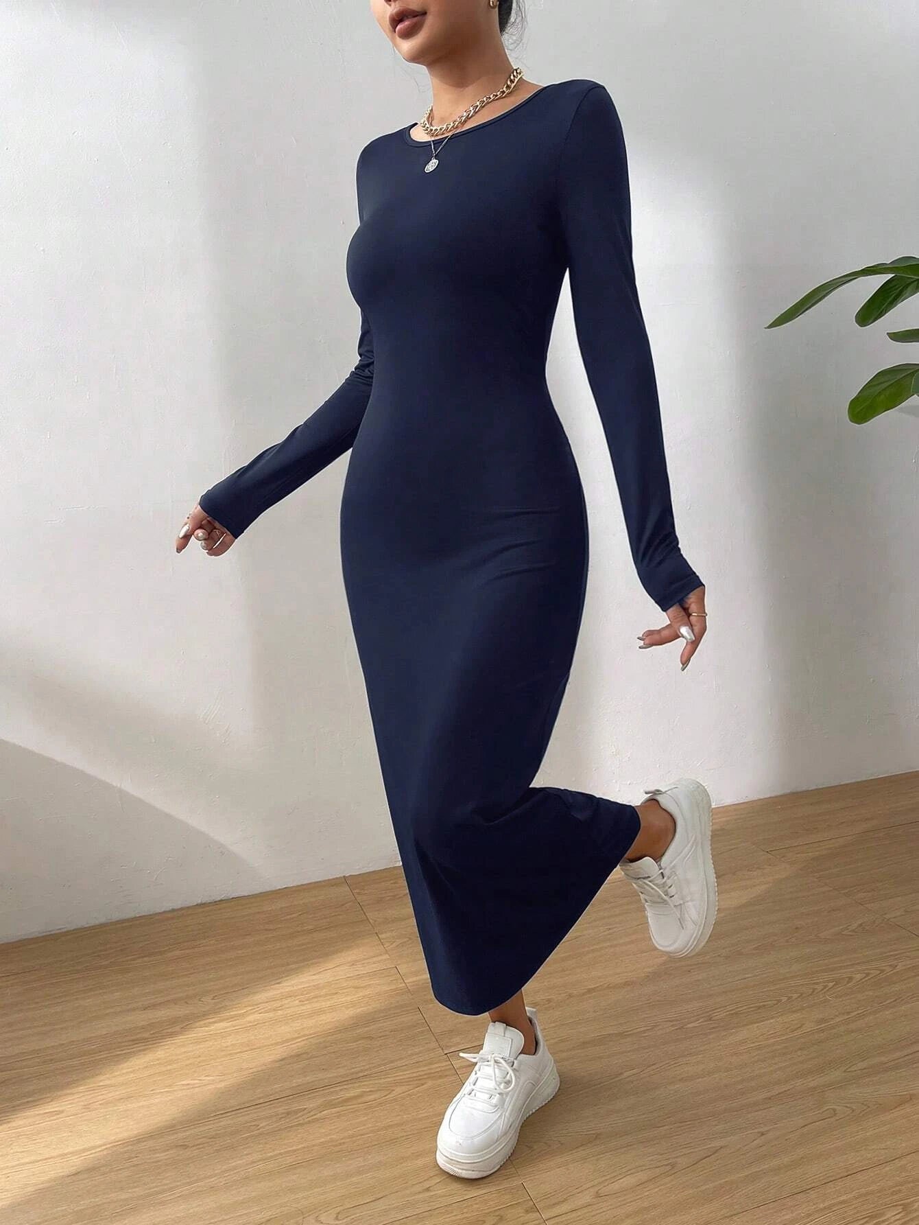 SHEIN Essnce Solid Bodycon Dress