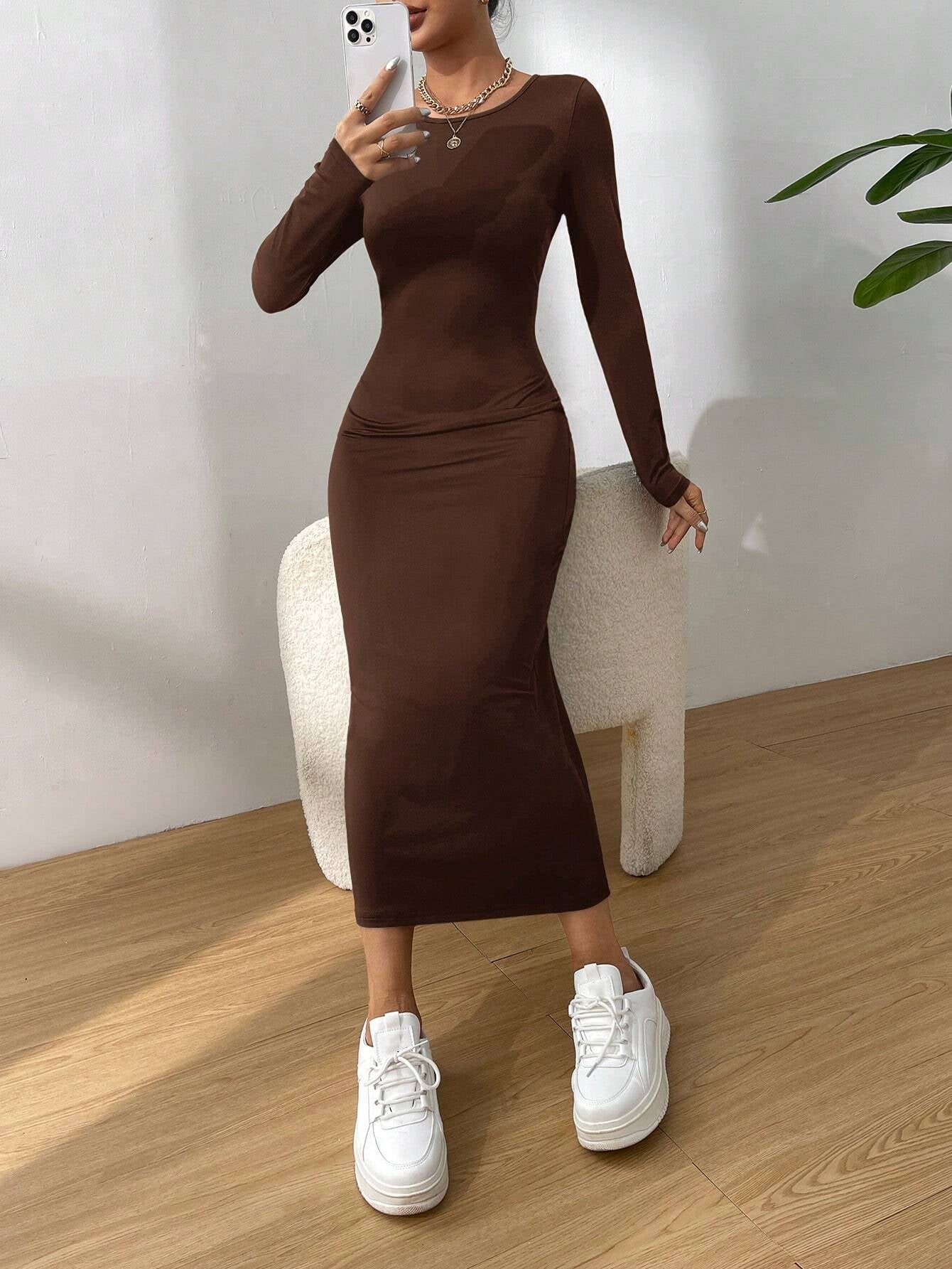 SHEIN Essnce Solid Bodycon Dress