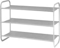 3-Tier Shoe Rack, Fabric Shoe Shelf for Closet Bedroom Entryway (Light Gray)