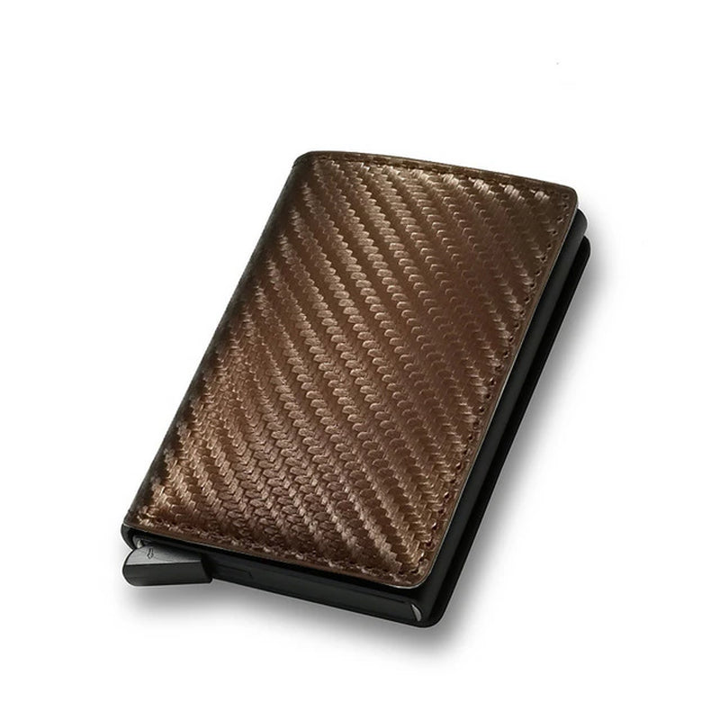 Carbon Fiber Card Holder Wallets Men RFID Black Magic Trifold Leather Slim Mini Wallet 