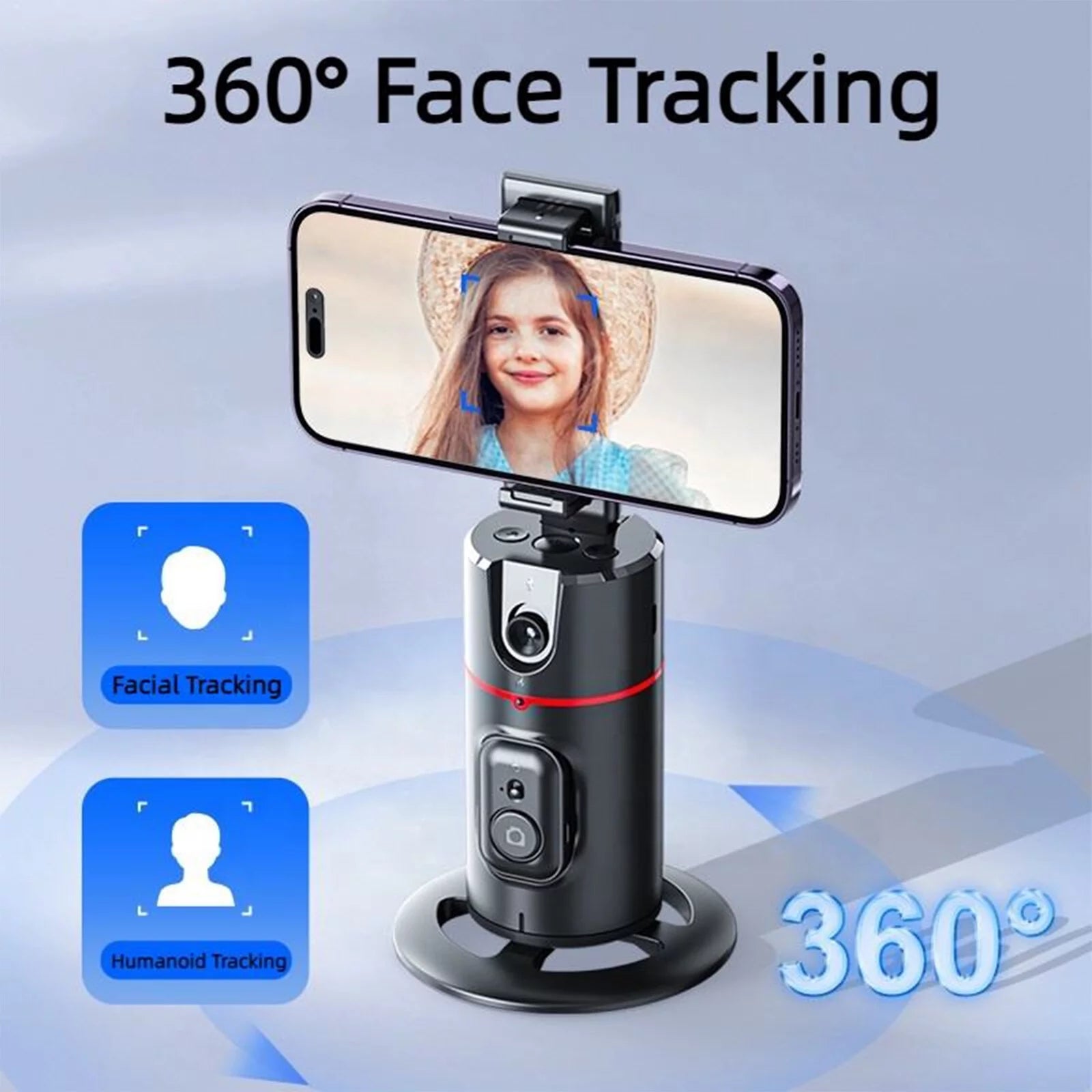 Auto Face Tracking Phone Holder Tripod, No App Required, 360° Rotation Smart Face Body Tracking Tripod